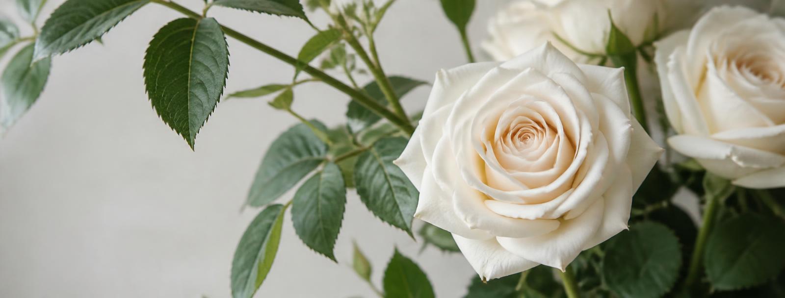 Roses and green foliage in a quiet garden